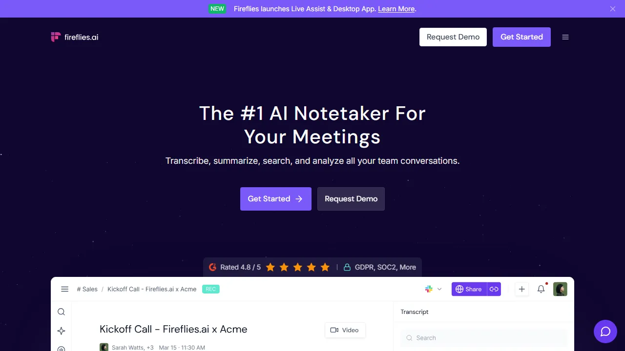Fireflies.ai capture d'ecran