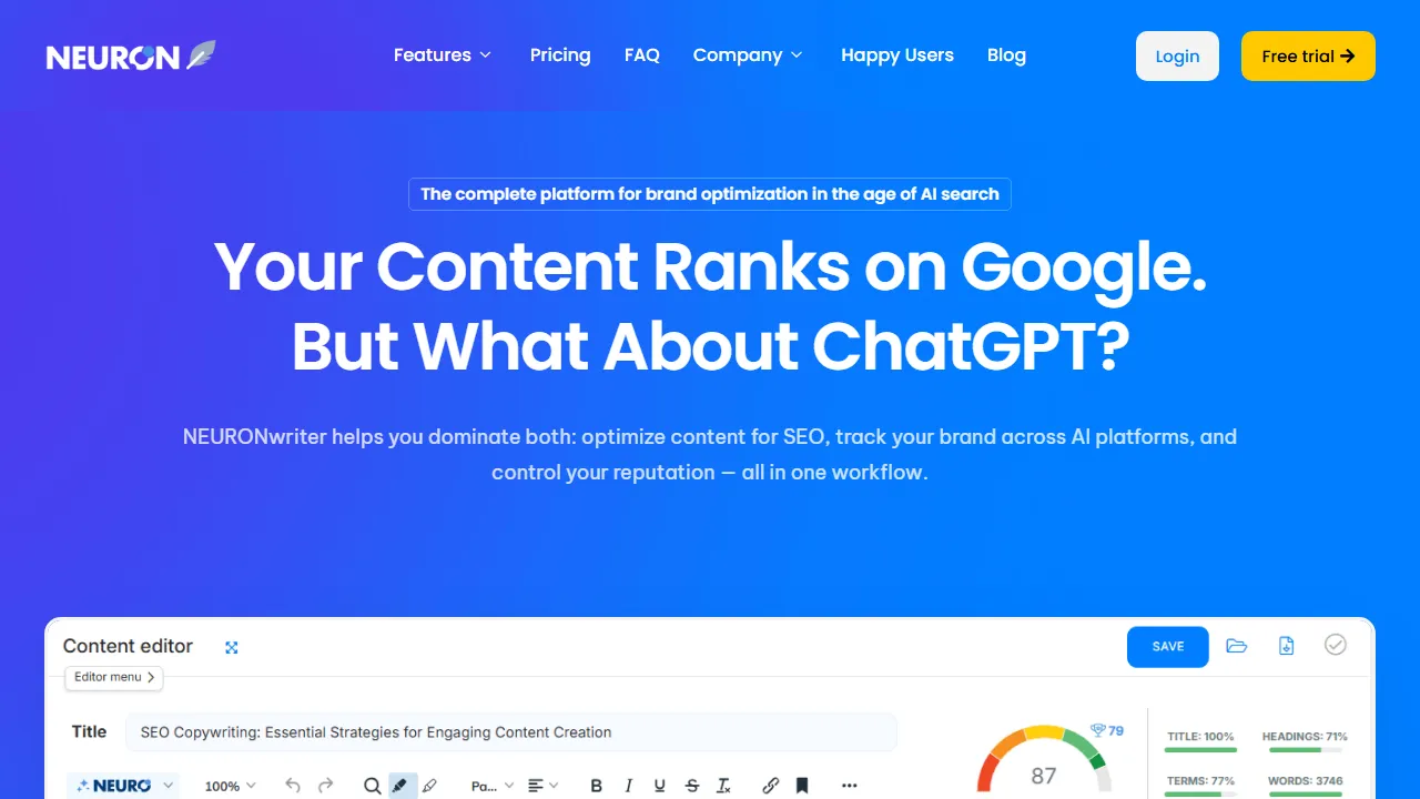 NeuronWriter capture d'ecran